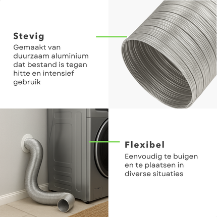 Cheqo® Luchtafvoerslang Aluminium - 120 Mm Diameter - 1,5 Meter Lengte - Lucht Afvoer Slang - Ventilatie Slang