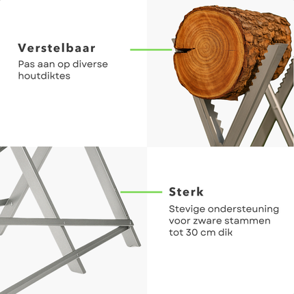 Cheqo® Zaagbok - Zaagstandaard Verstelbaar - Zaagblok - Gegalvaniseerd Staal - Voor Stammen tot 30 cm