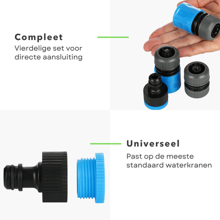 Cheqo® Tuinslangadapter Set - Tuinslangadapter - Tuinslangkoppeling - Kraankoppeling Tuinslang - Tuinslangkoppelset - Tuinslang Koppelingen Set - Tuinslang Opzetstukken Set - Slangconnector - Slang Koppeling - Kraanadapter Tuinslang
