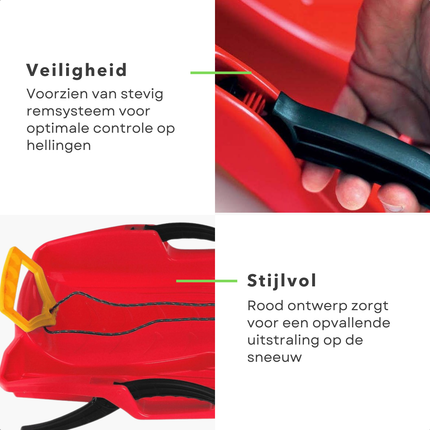 Cheqo® Rodel Slee - Hornet Slee - Rood - Kinderslee met Rem - Slee met Rugleuning