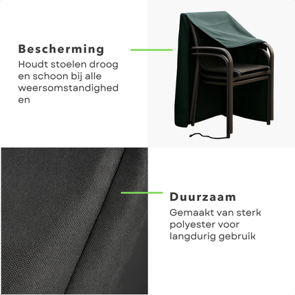 Cheqo® Tuinstoelen Afdekhoes - Tuinmeubelhoes - Stapelstoelhoes - Zwart - Outdoor Stoelhoes - Voor Buitengebruik - Stoelhoes Met Trekkoord - Hoes voor Tuinstoelen - Tuinstoel Afdekhoes - Meubeulhoes