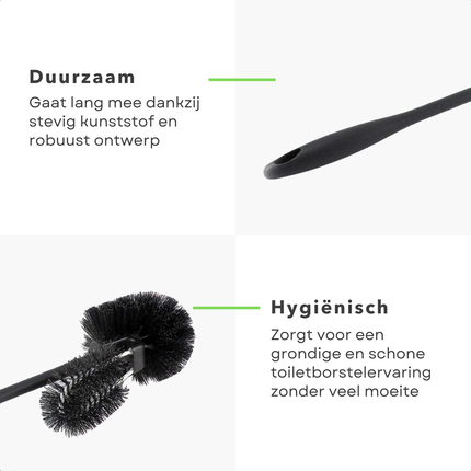 Cheqo® Luxe Toiletborstel Zwart - Randreiniger - WC Borstel - Kunststof - Hygiënisch