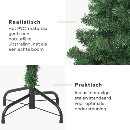 Cheqo® Kunstkerstboom PVC - Kunst Kerstboom - 210 cm - Stalen Standaard - Herbruikbaar - Binnengebruik