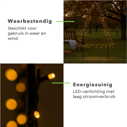 Cheqo® Led Kerstboom - Tuin Kerst Decoratie - Warm Wit - 175 Leds - 8 Lichtfuncties - Automatische Timer - Buitenverlichting - Decoratieve Verlichting - Kerstverlichting - Kerstdecoratie - Tuin Kerstboom Prikspot