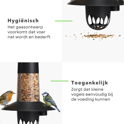 Cheqo® Vogel Vetbollen Voederautomaat - Voederautomaat - Vogelvoer Automaat - Vetbollen Houder - Tuinvogel Voederautomaat - Mezenbollen Automaat - Voederautomaat Voor Buitenvogels - Vetbollen Dispenser - Vogelvoer Houder