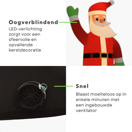 Cheqo® Opblaasbare Kerstman XXL - Kerstman Opblaasbaar - Kerstversiering - 10 Meter Hoog - LED Verlichting - Weerbestendig Oxfordstof - Kerstversiering voor Buiten