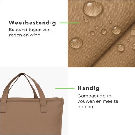 Cheqo® Schaduwdoek Vierkant - Schaduwnet - Zonwering - Zonnezeil - Luifel - Waterafstotend - 3x3 Meter - Polyester UV-bescherming - Taupe