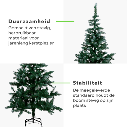 Cheqo® Kunstkerstboom 150 cm - 350 Takken - Sneeuw Kerstboom - Eenvoudige Montage - Herbruikbare Kerstboom - Duurzame Materialen - Flexibele Takken - Compacte Kerstboom - Milieuvriendelijke Kerstboom - Kunstboom Voor Kerst - Snel Opzetten