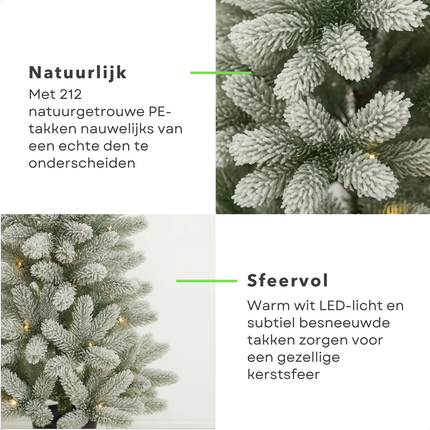 Cheqo® Kunstkerstboom Met Verlichting en Sneeuw- LED Lampjes - Warm Wit Licht - Compacte Kunst Kerstboom - Op Batterijen - Kleine Kunstboom - Sfeervolle Decoratie - Besneeuwde Takken - Natuurgetrouwe Takjes