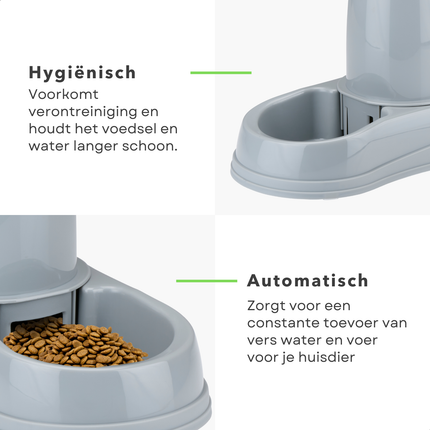 Cheqo® Automatische Voerbak en Waterdispenser - Kat en Hond - Dierenvoederset - Dier Voeder - Voerautomaat - Voor Grote Huisdieren - Kunststof - 2 Stuks