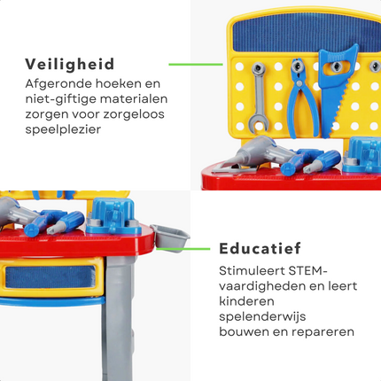 Cheqo® Interactieve Speelgoed Werkbank - Kinderwerkbank - Bouwset voor Kinderen met Gereedschap Set