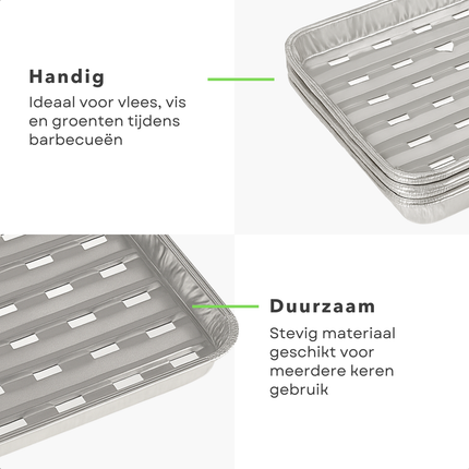 Cheqo® BBQ Grillschalen Aluminium - Barbecue Grillschaal - Set van 5 - Vetopvang BBQ - Wegwerp BBQ Schaal