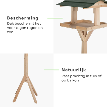 Cheqo® Vogelvoederhuisje op Paal - Vogelhuisje op Paal - Vogelvoederhuis op Paal - Vogelvoederstation - Vogelvoerhuisje - Vogelhuisje Tuin - Vogelhuisje Balkon - Vogelvoederhuisje Tuin - Vogelhuisje Buiten