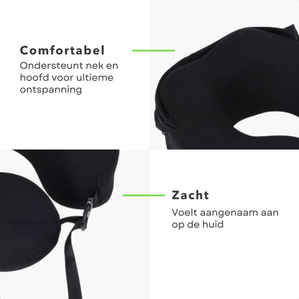 Cheqo® Luxe Nekkussen Vliegtuig en Auto met Capuchon - Reiskussen met Capuchon - Ergonomisch en Wasbaar