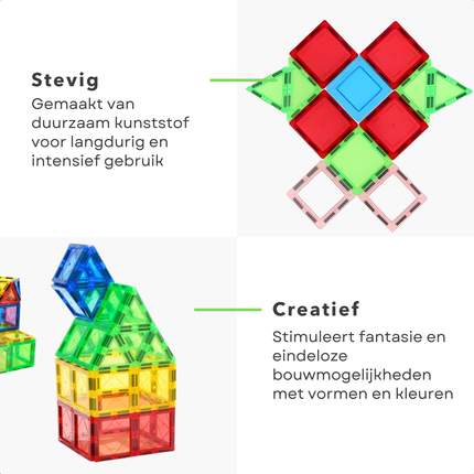 Cheqo® Magnetische Tegels - Magnetic Tiles - Magnetisch Speelgoed - Magnetische Bouwstenen - Magnetisch Bouwspeelgoed - Magnetisch Constructiespeelgoed - Magnetische Bouwblokken - Magnetische Blokken - Magneten Speelgoed