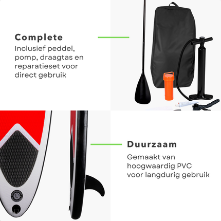 Cheqo® Opblaasbaar SUP Board Set - Beginnersvriendelijk - Inclusief Peddel en Accessoires - Duurzaam Materiaal - Opblaasbaar Paddle Board