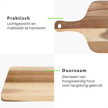 Cheqo® Houten Snijplank - Stijlvolle Tapasplank - Serveerplank Hout - Borrelplank - Middelgroot - Tapasplank - Kaasplank