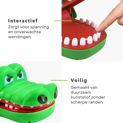 Cheqo® Krokodil Bijt Spel - Bijtende Krokodil - Krokodilletje - Voor Het Hele Gezin - Drankspel - Compact Formaat - Duurzaam Kunststof