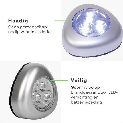 Cheqo® LED Spots Set - 5 Stuks - Verstelbaar - Batterijen - Dimbaar - Kastverlichting - Geen Gereedschap Nodig - Snelle Installatie - 400 Lumen - 25.000 Branduren - Duurzaam - Gangverlichting - Sfeerverlichting - Zelfklevend - Druklamp kastverlichting
