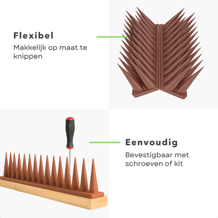 Cheqo® Duivenpinnen Kunststof - Anti Klim Strip - Vogelwering Balkon - Antiklimstrips 50 cm - Duivenpinnen - Vogelpinnen – Anti Katten in Tuin – Kattenverjager - Kattenschrik - Duivenverjager - Vogelverjager - Vogelwering - Balkon