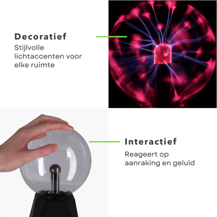 Cheqo® Plasma Bol - Plasmabol Lamp - Plasmabal - Discolamp - Plasma Effect - Zwart - Werkt op Geluid