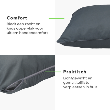 Cheqo® Hondenkussen - Huisdierbed - Hondenmand - Benchkussen - Hondenbed - Waterdicht - Voor Grote Honden - Donkergrijs