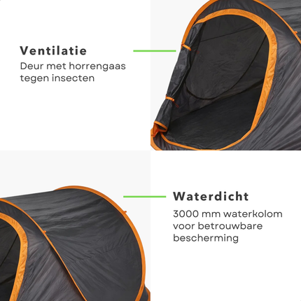 Cheqo® Pop Up Tent 2 Persoons - Pop Up Tent - Popuptent 2 Persoons - Popuptent - Campingtent 2 Persoons - Kampeertent 2 Persoons - Automatische Tent 2 Persoons - Werptent 2 Persoons - Koepeltent 2 Persoons
