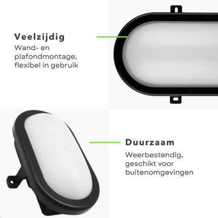 Cheqo® Moderne Waterdichte Zwarte Wandlamp voor Buiten - Buitenlamp - 6W Led Buitenverlichting met 400 Lumen - 6000K - Tuinverlichting - Padverlichting
