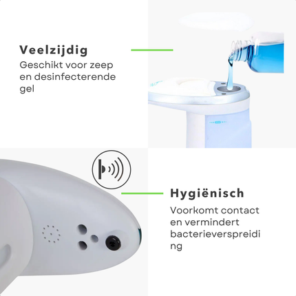 Cheqo® Automatische Zeepdispenser - Zeeppompje - Zeeppomp Contactloos 330 ml - Zeeppompje - Wit - Voor Vloeibare Zeep en Handgel