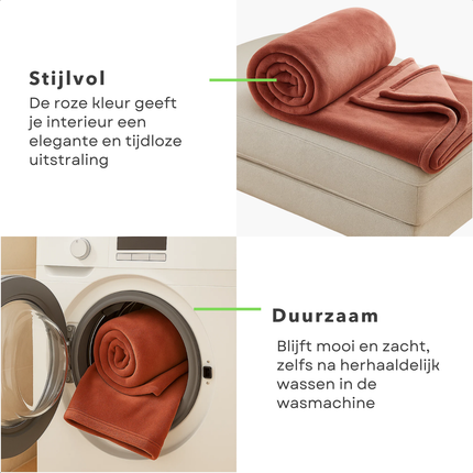 Cheqo® Fleece Deken - Plaid Flannel - Roze Fleece Deken - 150 x 200 cm - Zachte Textuur - Wasmachine Bestendig - Hoogwaardig Polyester - Gezellige Warmte - Elegante Roze Kleur - Veelzijdige Fleece Deken - Dekentje