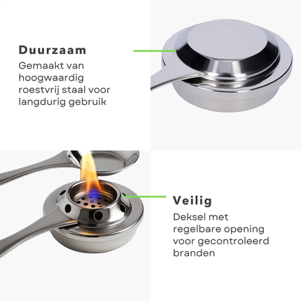 Cheqo® Fondue Pan Brander - Roestvrij Staal - Rvs Brander - Fondue Accessoires - Fondue Brander