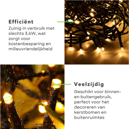 Cheqo® Kerstverlichting - Kerstboomverlichting - Kerstlampjes - Sfeerverlichting - LED Verlichting - Voor Binnen en Buiten - Tuinverlichting - Feestverlichting - Lichtsnoer - Microcluster - 700 LED's - 14M - Extra Warm Wit - Timer - 8 Lichtfuncties Kerstboomverlichting