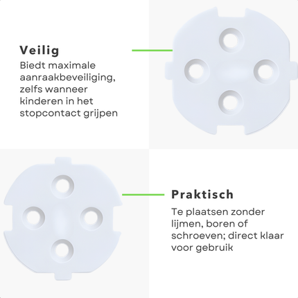 Cheqo® Kinderbeveiliging Stopcontact - Stopcontactbescherming Zonder Lijm - Herbruikbare Stopcontactbeveiliging - Bescherming Tegen Stroomschokken - Stekkertype F Bescherming - Stopcontactbeschermer - Stopcontact Bescherming