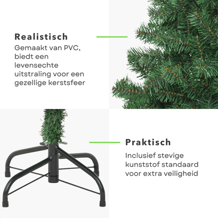 Cheqo® Kunstkerstboom PVC - Kunst Kerstboom - 180 cm - Volle 564 Takken - PVC Binnengebruik - Inclusief Standaard