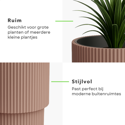 Cheqo® Bloempot Bruin - Bruine Plantenpot - Roze Plantenbak - Kunststof - Voor Binnen en Buiten - Ideaal voor Balkon