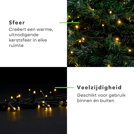 Cheqo® Kerstverlichting Binnen En Buiten - 120 LED Lampjes - Warm Wit Licht - 15 Meter Lichtslinger - Kerstlampjes - Kerstboomverlichting - IP44 Waterdicht - Sfeervolle Uitstraling - Kerst Lampjes - Kerstboom Decoratie
