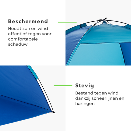 Cheqo® Strandtent UV Bescherming - Strand Tent - Blauwe Tent voor Strand - Polyester & Fiberglas - Opvouwbaar