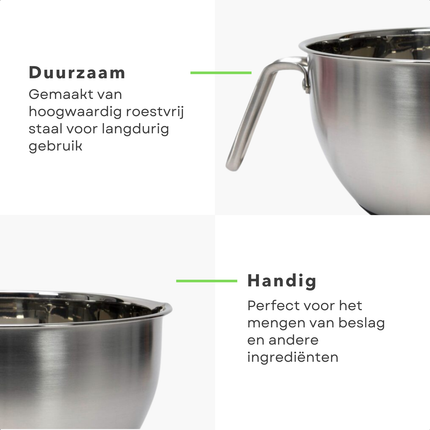 Cheqo® RVS Beslagkom - Mengkom 24 cm - Bakspullen - RVS Keukenkom