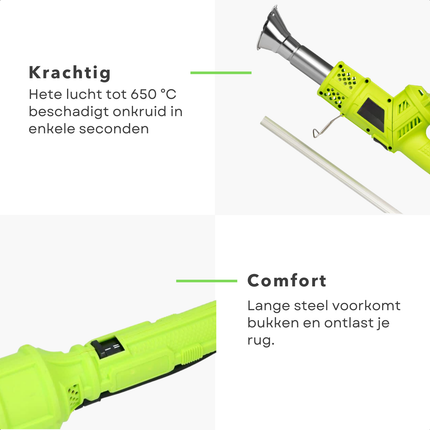 Cheqo® Elektrische Onkruidbrander - Onkruidbrander Elektrisch - Onkruidverdelger Elektrisch - Onkruidverwijderaar Elektrisch - Onkruidbrander 2000w - Onkruidbrander met Bbq Mondstuk - Bbq Aansteker Elektrisch - Onkruidbrander voor Voegen