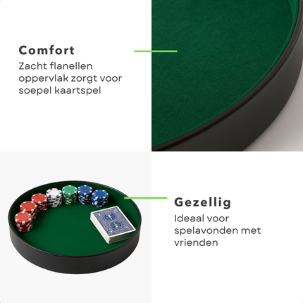 Cheqo® Pokerpiste Bekleed - Pokertafel - Poker Piste - Pokerbak - Pokeren Groen Flanel - Zwart Kunstleder - Geschikt Voor Poker