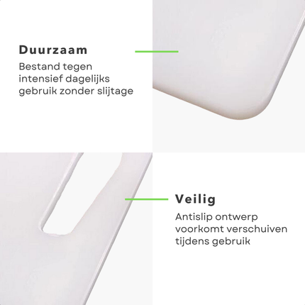 Cheqo® Witte Kunststof Snijplank - Snijplanken - Serveerplank -Tapasplank - 35x25 cm - Hygiënisch en Duurzaam