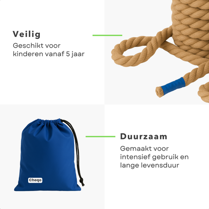 Cheqo® Touwtrekspel - Touwtrekken - Touwtje Trekken - Touw Trekken - 10 Meter Lang - Teamsport voor Kinderen - Sterk en Duurzaam