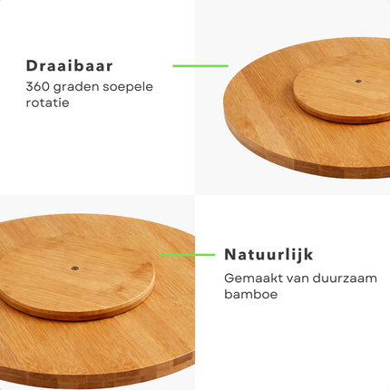 Cheqo® Draaiplateau - Draaibaar Dienblad - Draaibaar Serveerplateau - Serveer Draaiplateau - Draaibaar Serveerbord - Roterend Serveerbord - Serveerplateau - Serveerplank Draaibaar - Draaischijf - Draaischotel