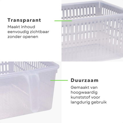 Cheqo® Keukenkast Organizer - Keuken Organizer - Koelkast Organizer - Transparant - Handige Opbergmand - Mand