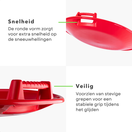 Cheqo® Ronde Slee - Sneeuwslee - Snelle Slee - Slede - Glijschotel - Kinderslee - Rood met Grepen