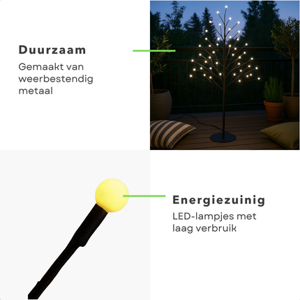 Cheqo® Verlichte Boom Buiten - LED Kerstboom - Kerstdecoratie Buiten - Energiezuinige LED Lampjes - Klassiek Wit Licht - Metalen Frame - LED Boom - Timer Functie - 108 LED Lampjes - 150cm - Kerstverlichting Met Timer
