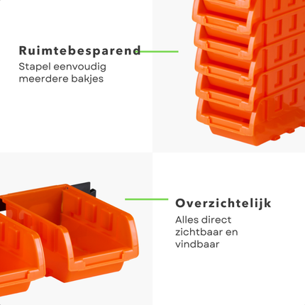 Cheqo® Stapelbare Sorteerbakjes - Opbergbakjes Oranje - Set Van 8 Stuks - Kantoorbenodigdheden Opbergen - Hobbyartikelen Organizer - Sieraden Opbergen - Kostbaarheden Sorteren - Veelzijdige Opbergoplossing - Ruimtebesparend Ontwerp