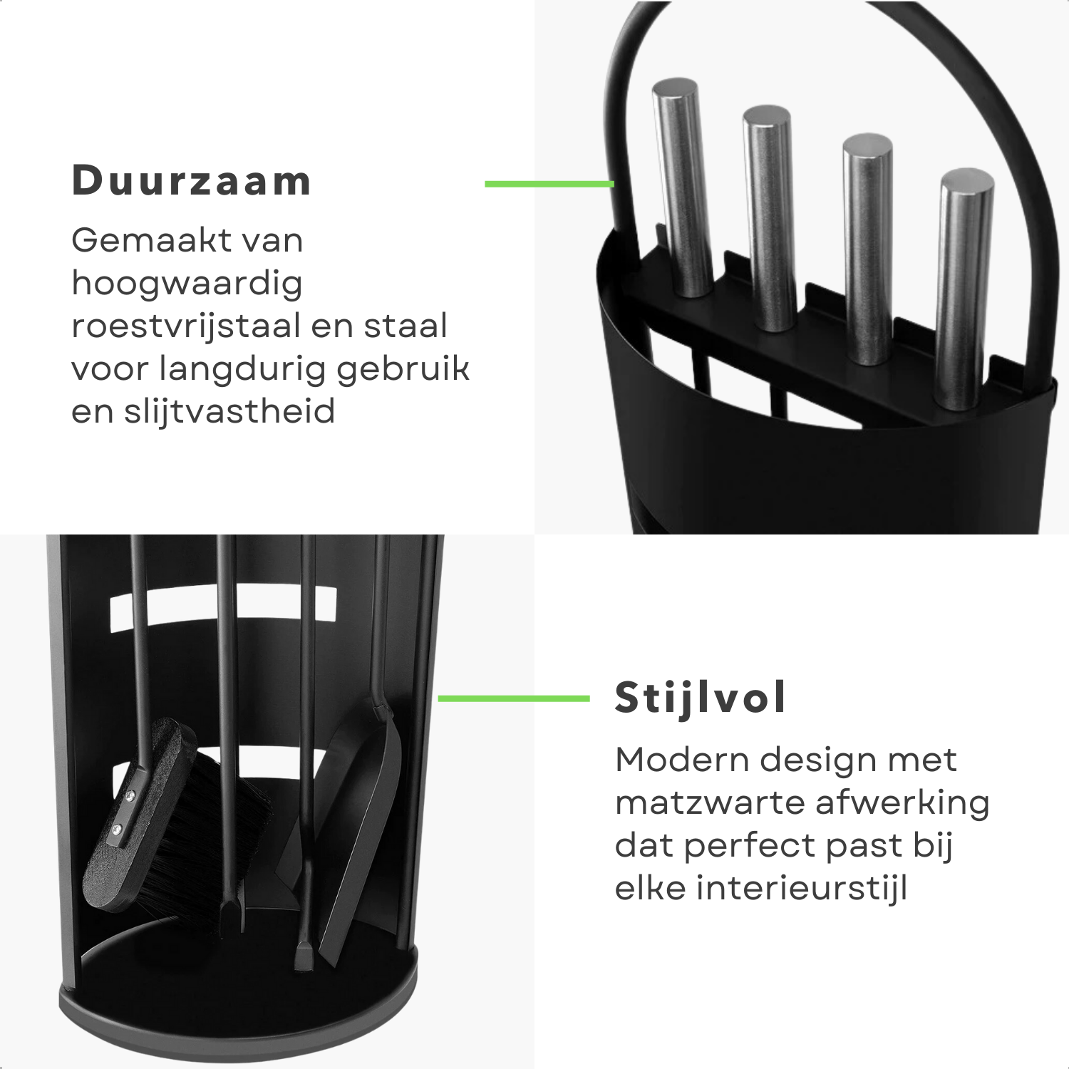 Perel Bb50112 Haardset 4-delig Met Houder Voor Open Haard Perel Bb50112 Haardset 4-delig Met Houder Voor Open Haard