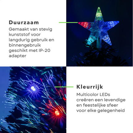 Cheqo® Kunstkerstboom 90 cm - Kerstboom met Kerstlampjes - Kerstboom met Lampjes - Fiber Optic Verlichting - Multicolor LED - Voor Binnengebruik