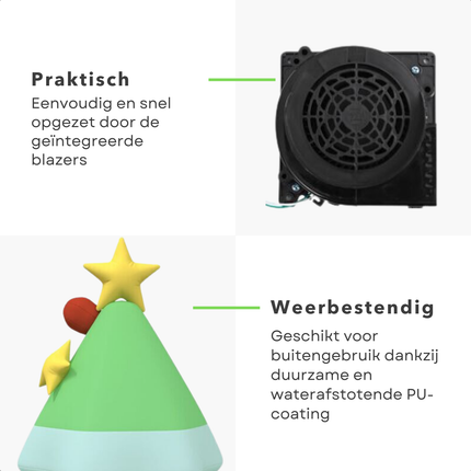 Cheqo® Opblaasbare Kerstboom LED - Kerstboom Opblaasbaar - 240 cm - LED Verlichting - Weerbestendig Oxford Stof - Voor Binnen en Buiten